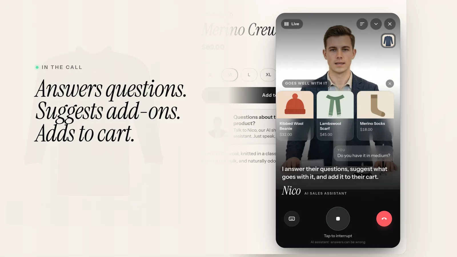 Answers, add-ons and add to cart, in one call
